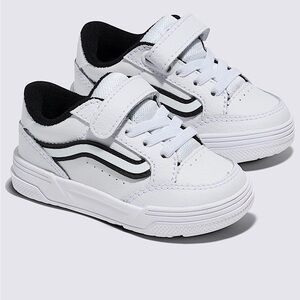 Vans Kids Hylane V White and Black Velcro Low-Top Skate Sneakers